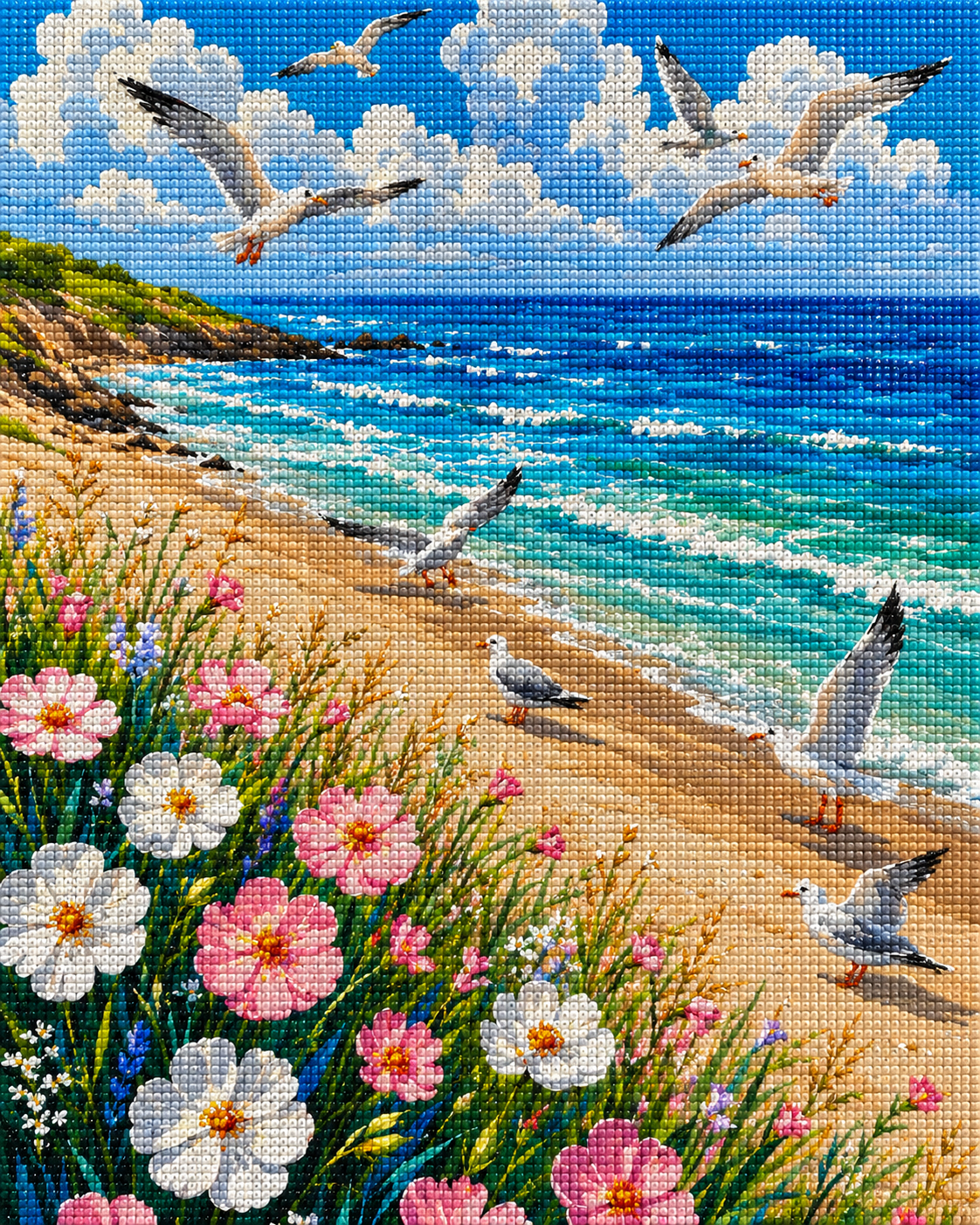 Seagull Shoreline- Diamond Art Kit (40x50cm, Square Drill)