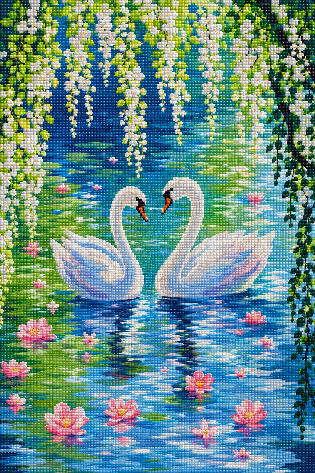 Swans & Waterlilies- Diamond Art Kit (40x60cm, Square Drill)